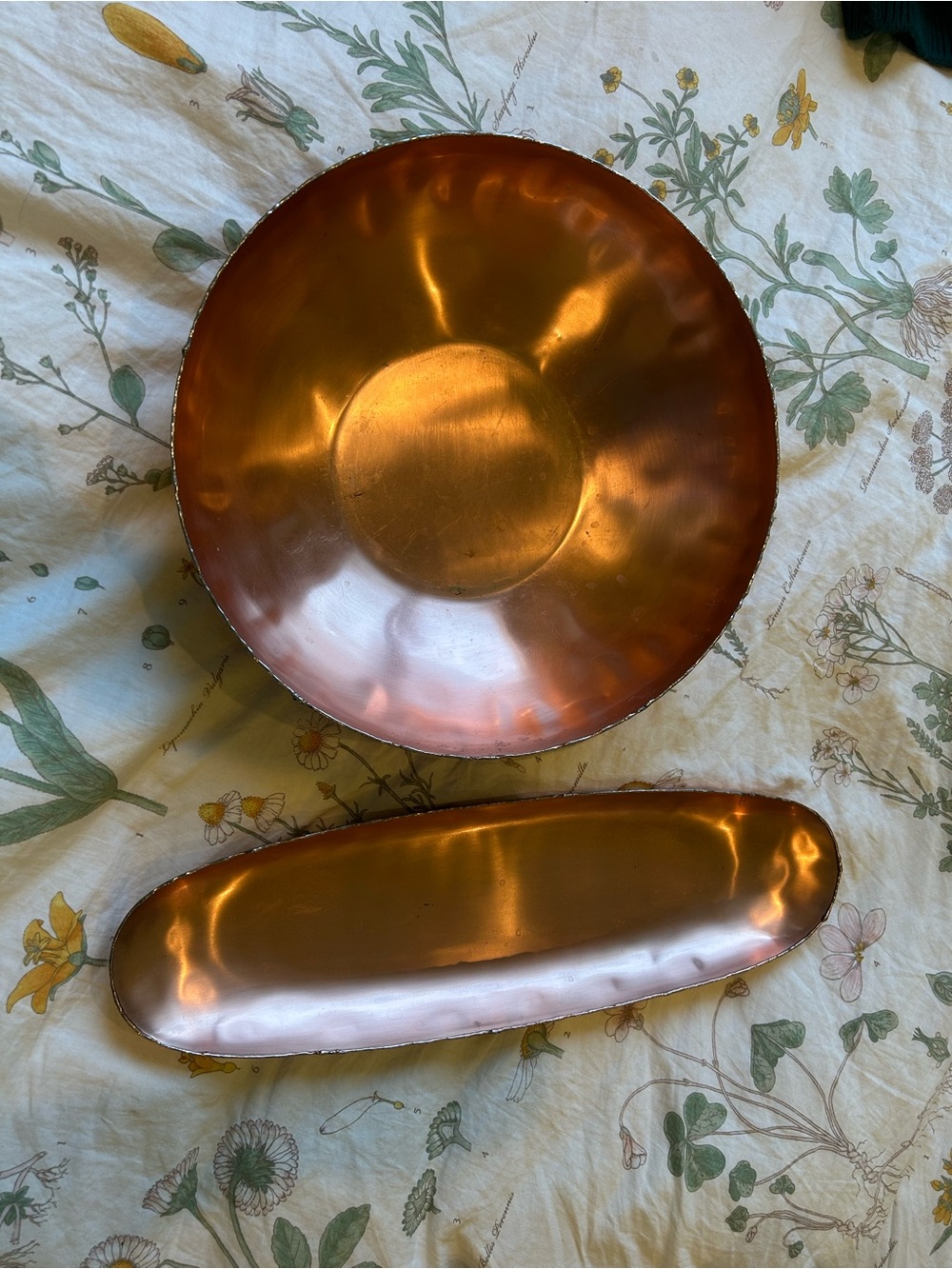 Crate and Barrel Copper-Tone Decorative Bowl and Tray Set